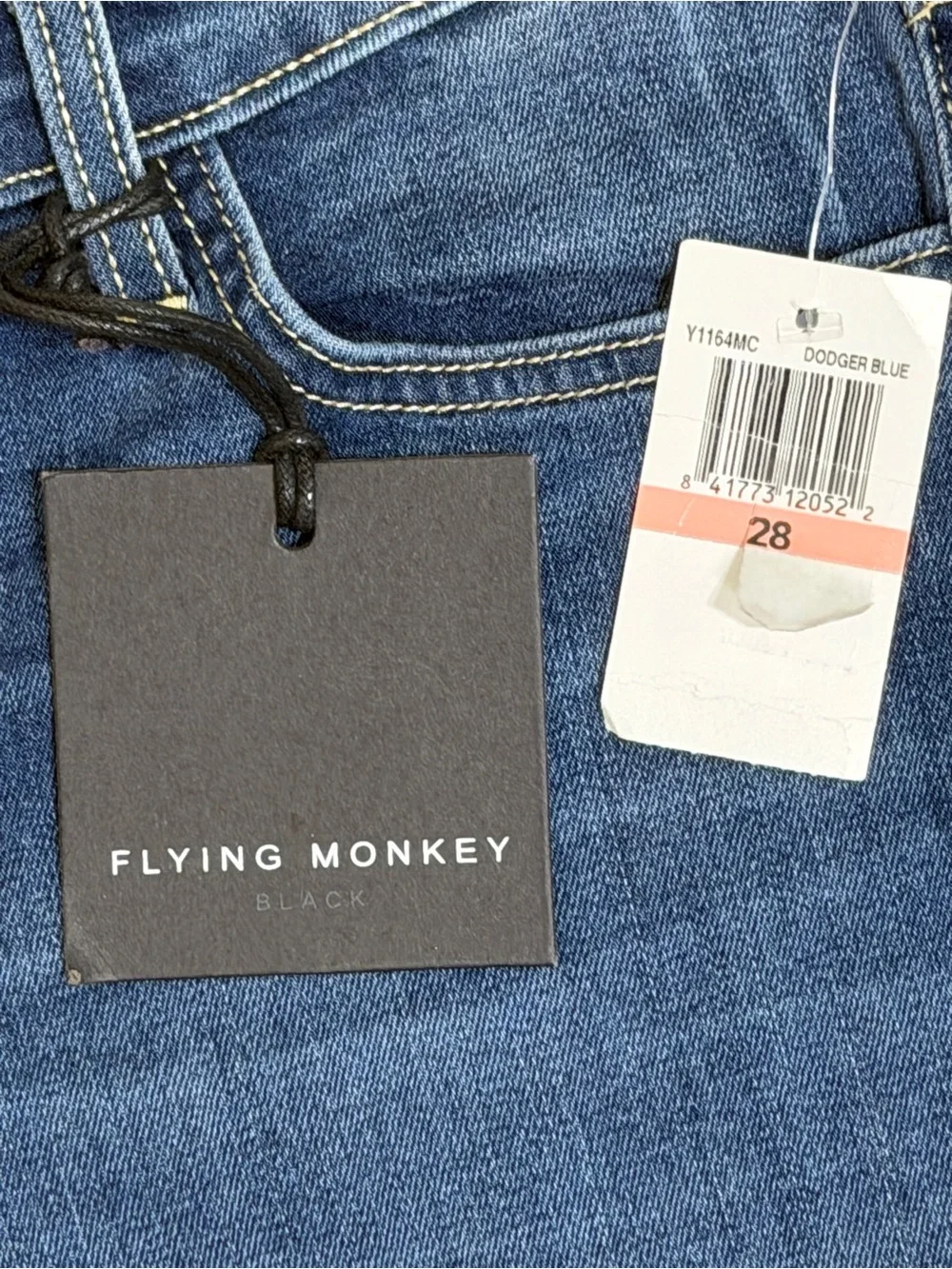 Flying Monkey Mid Rise Straight Stretch Distressed Jeans